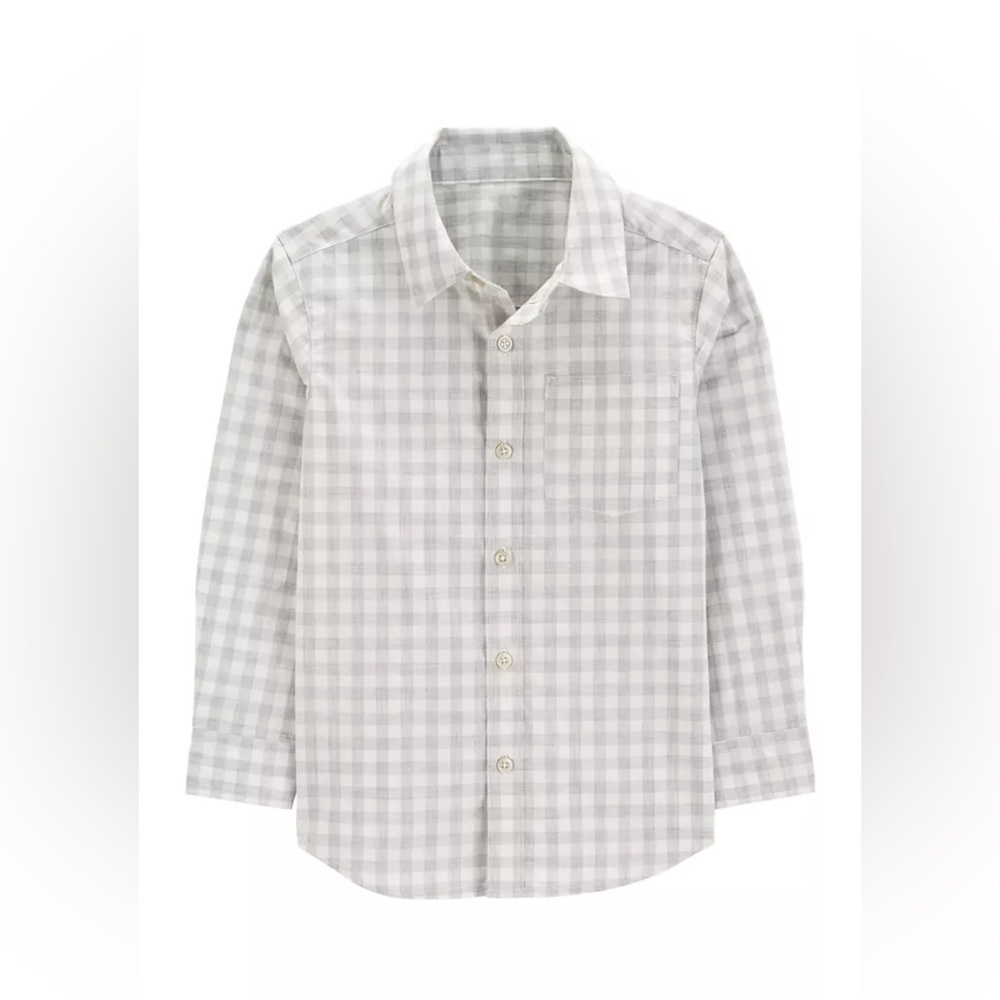 Carter's Plaid Gingham Gray White Shirt 2T button down cotton